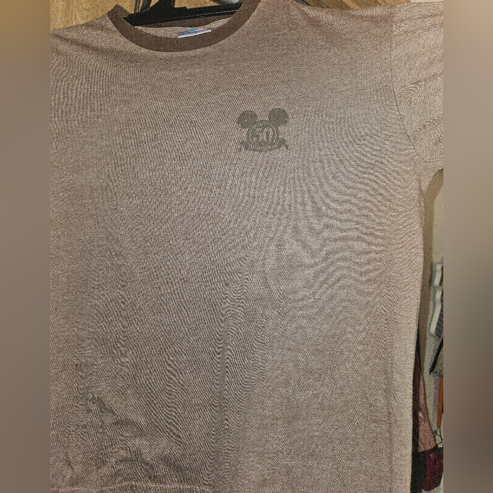 2005 DISNEYLAND 50th Anniversary Ringer T-Shirt Brown Happiest Place On Size L